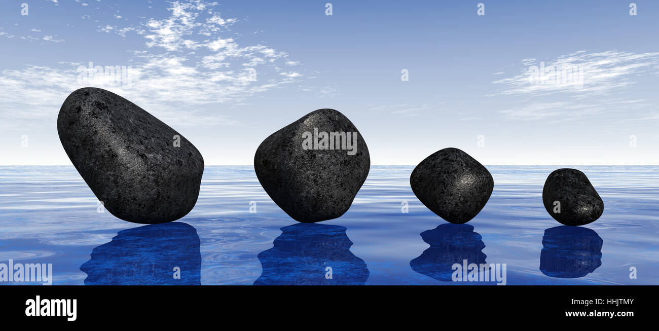 Pierre, l'équilibre, la méditation, cailloux, zen, spa, bien-être, de l'eau, des pierres, signe, Banque D'Images