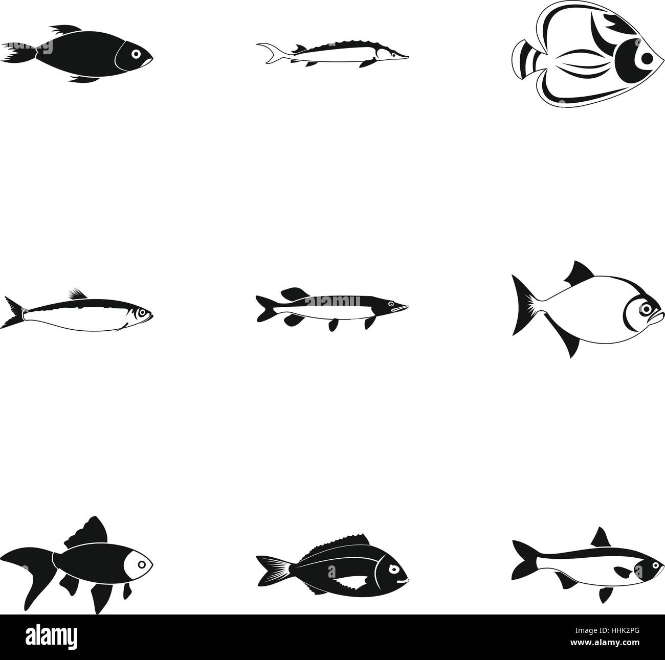 Espèces de poissons icons set, le style simple Illustration de Vecteur