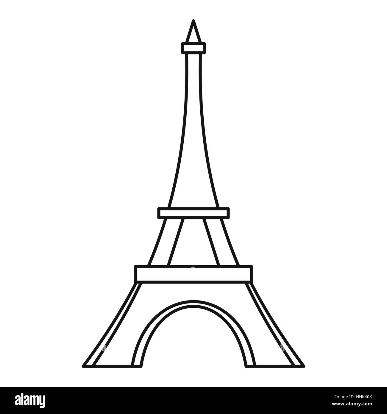 Tour Eiffel, l'icône de style contour Illustration de Vecteur