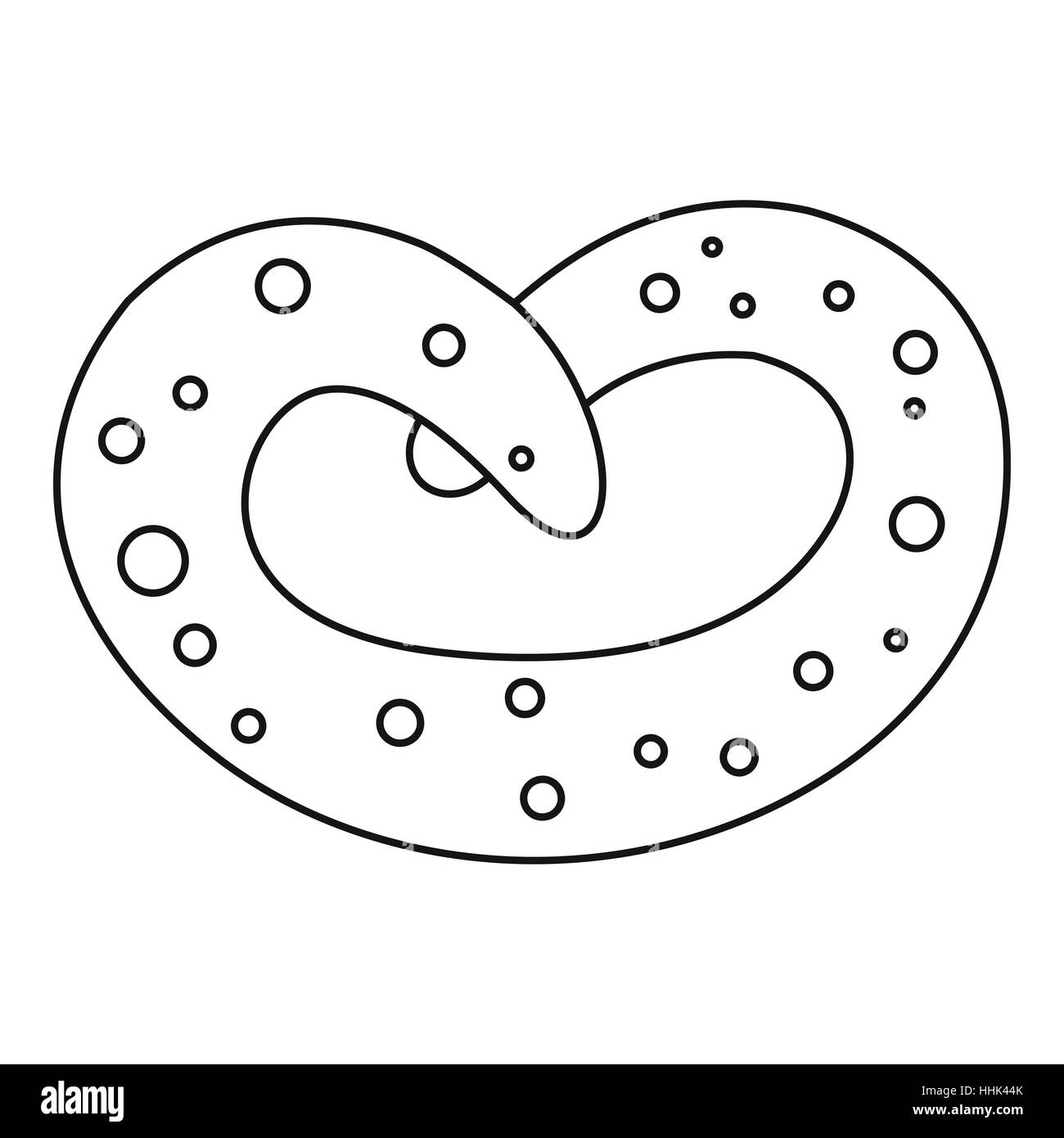 Style du contour, l'icône de bretzel Illustration de Vecteur