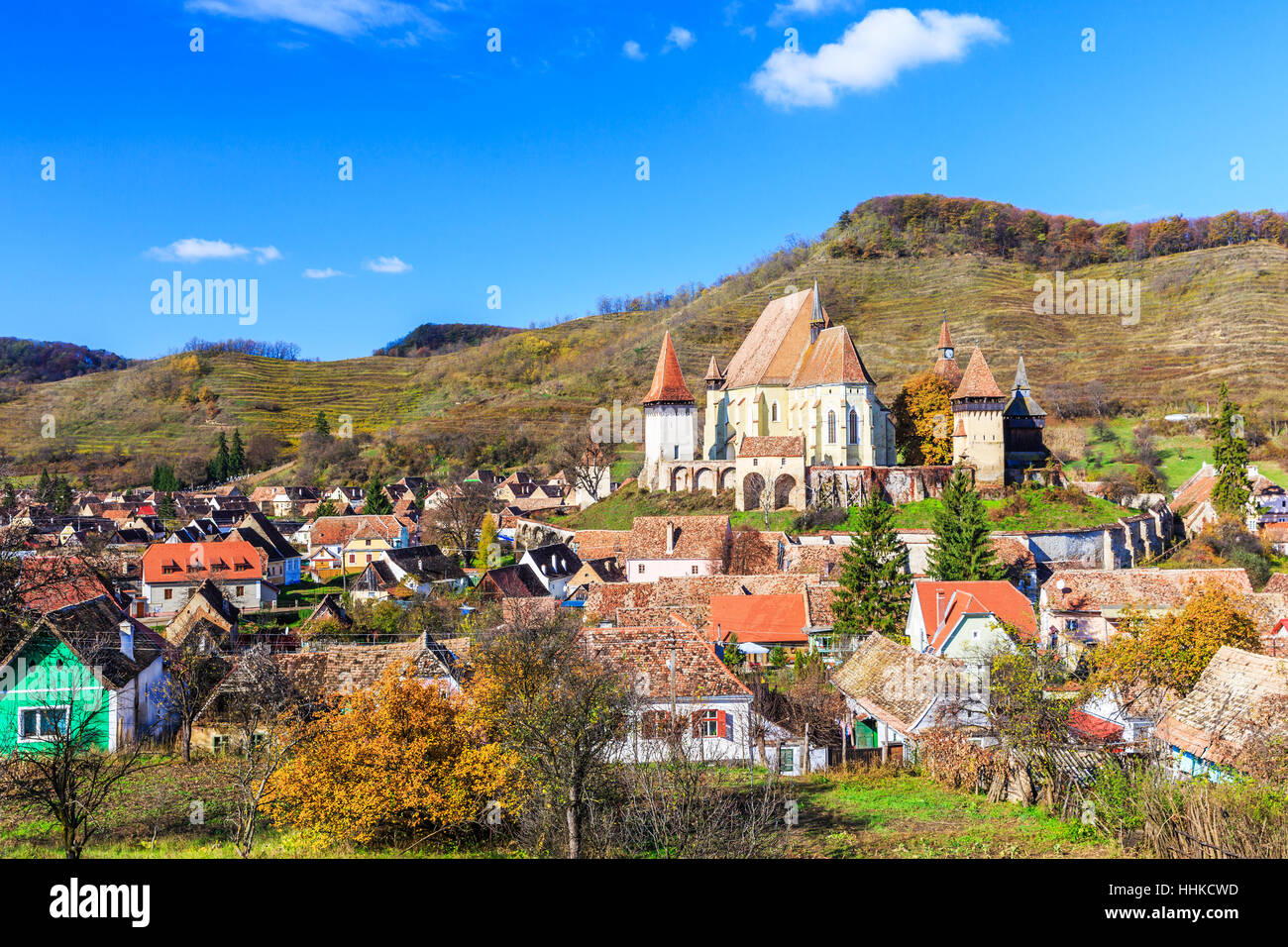 Biertan village de Sibiu comté. La Transylvanie, Roumanie. Banque D'Images