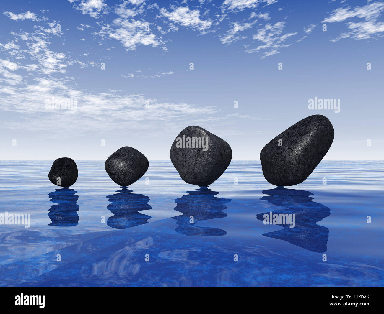 Pierre, l'équilibre, la méditation, le firmament, ciel, paysage, campagne, nature, spa, Banque D'Images