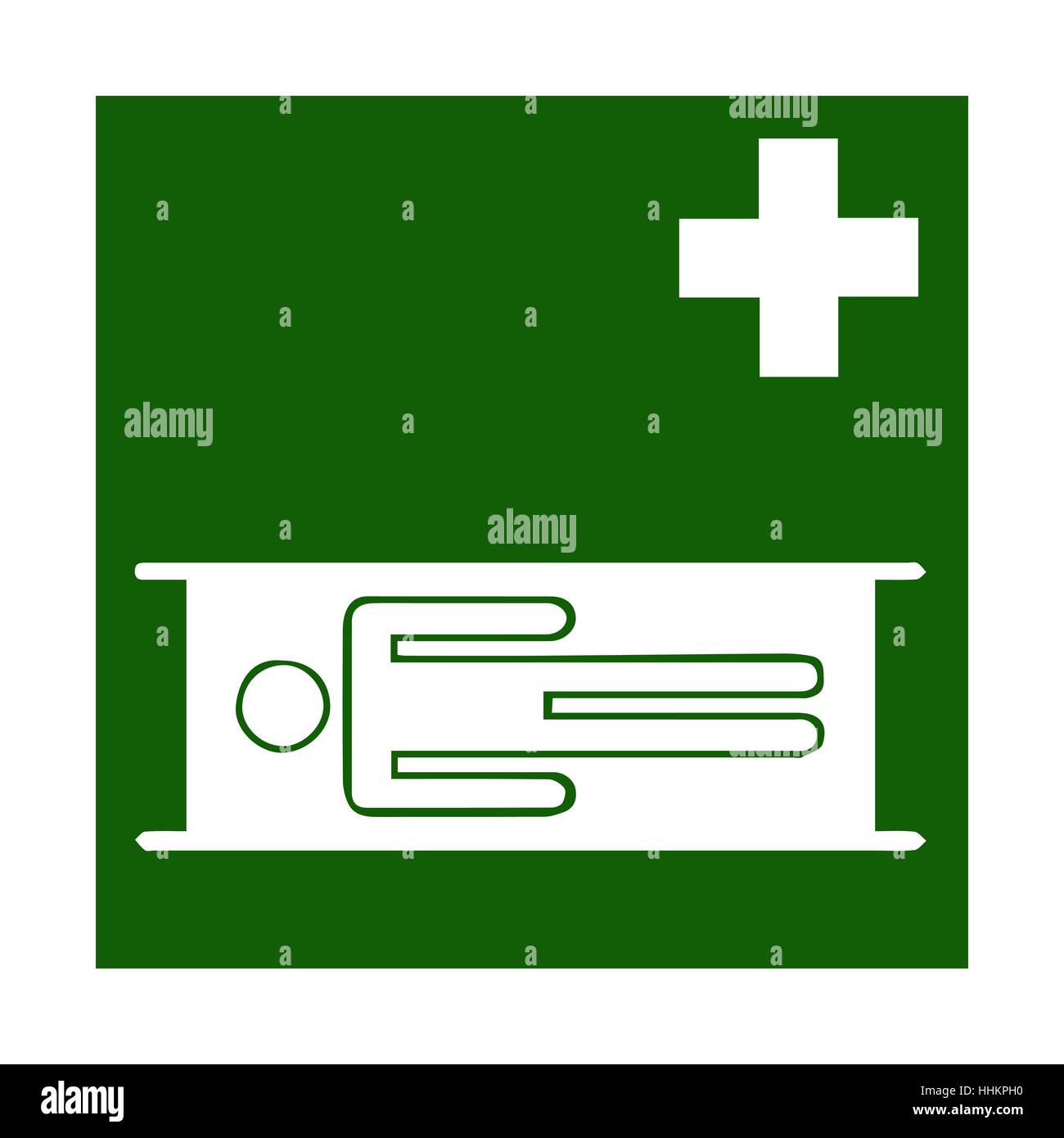 Icônes d'urgence incendie vecteur. Des signes d'évacuations. La médecine d'urgence en vert. Poitrine. Brancard, litière, la PRAM. Illustration de Vecteur