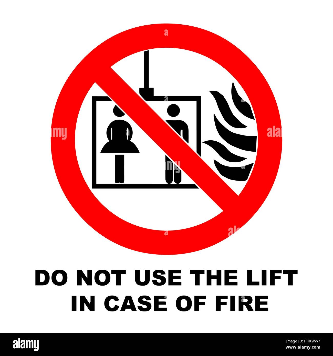 Icônes d'urgence incendie vecteur. Des signes d'évacuations. N'utilisez pas l'ascenseur en cas d'incendie. Illustration de Vecteur