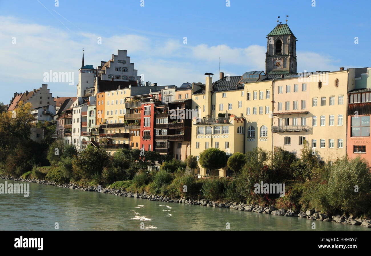 Vieille ville, Bavière, Allemagne, République fédérale allemande, rivière, l'eau, vieille ville, Banque D'Images