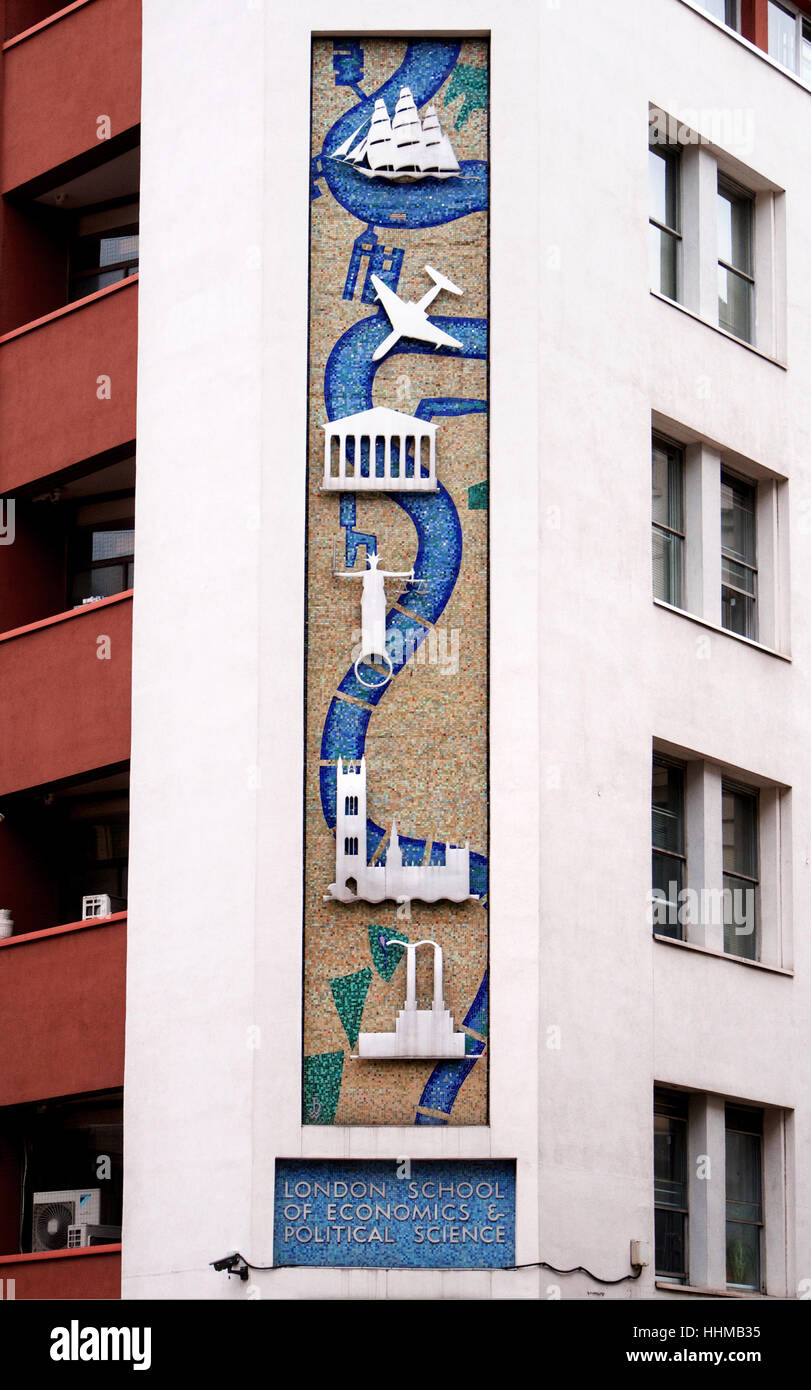 Panneau décoratif sur le fleuve Clement's Building, partie de la London School of Economics, Londres Banque D'Images