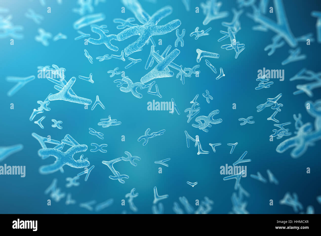 Arrière-plan scientifique sur les chromosomes. La vie et de la biologie, de la médecine concept scientifique avec effet focus, rendu 3D Banque D'Images