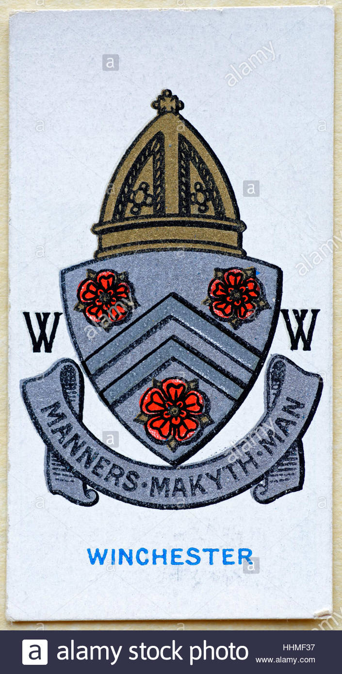 L'insigne et la devise de l'École de Winchester Banque D'Images