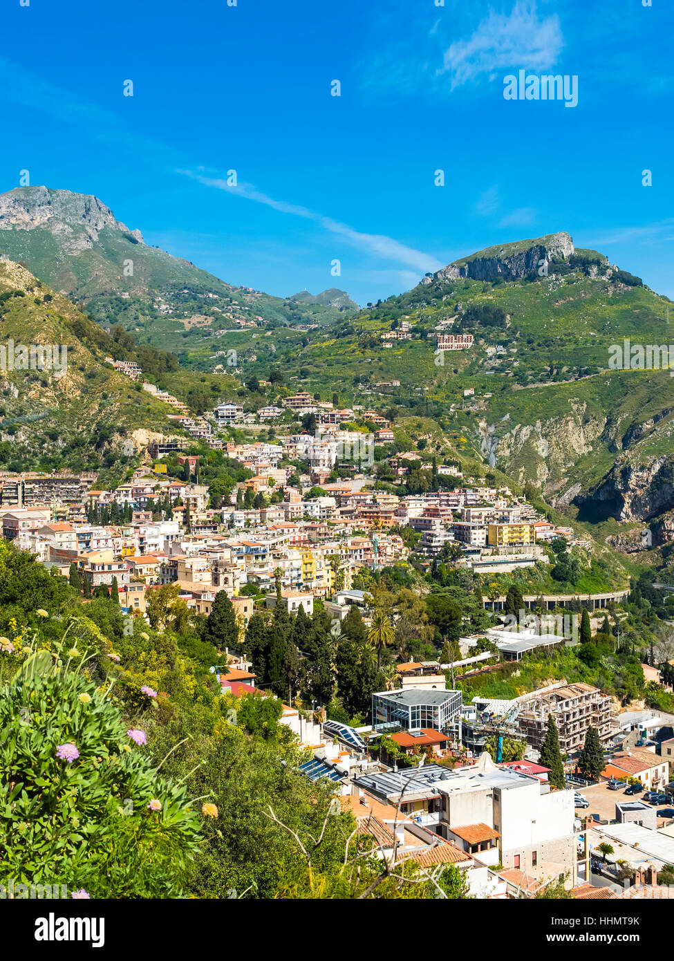 Vue de Taormina, Sicile, Italie Banque D'Images