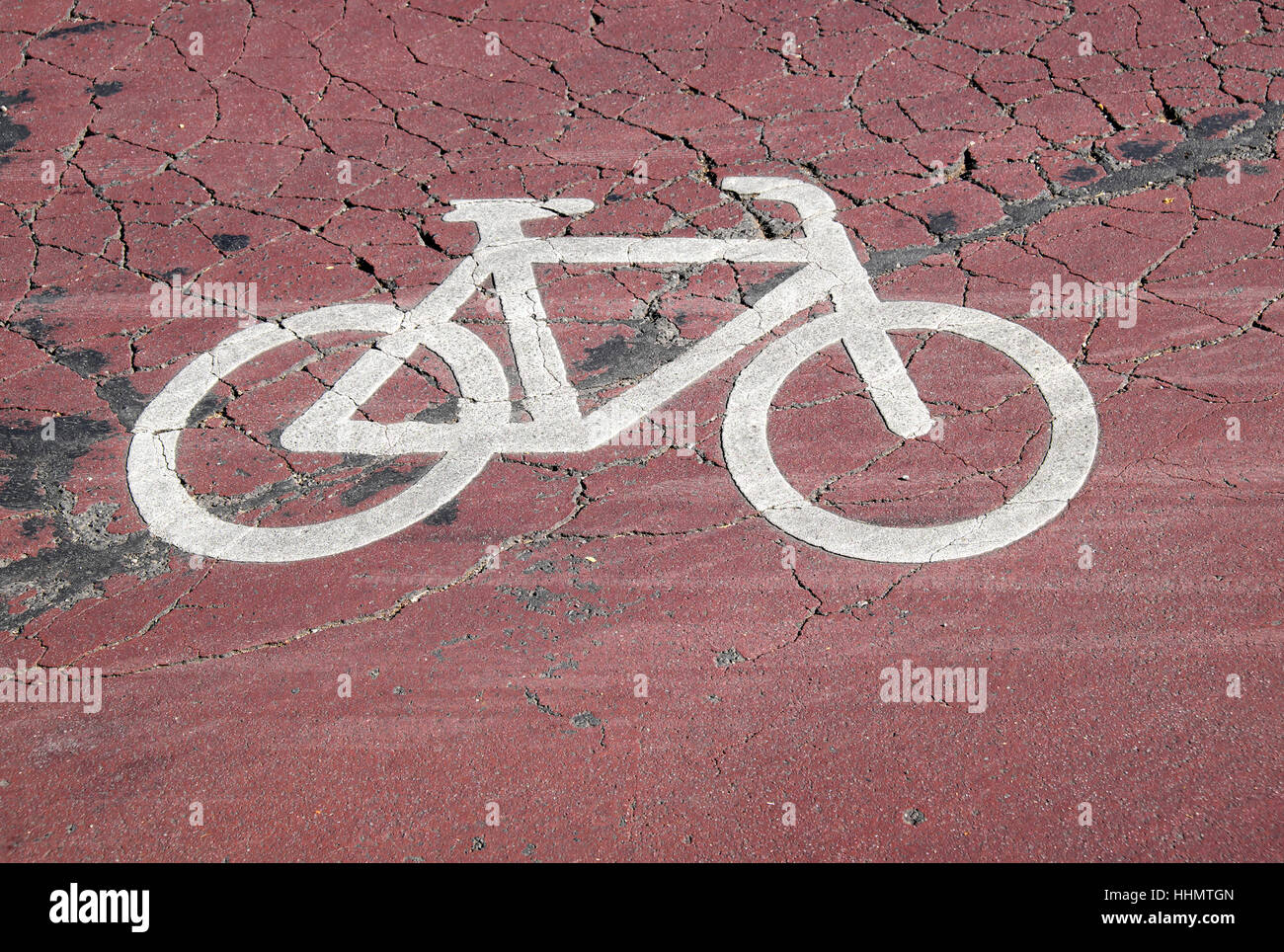 Le marquage de la chaussée, piste cyclable, Leipzig, Saxe, Allemagne Banque D'Images