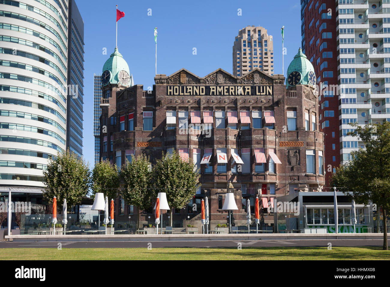 Hotel New York, ancien Holland-Amerika Lijn Shipping Company, Wilhelmina Quay, Kop van Zuid, Rotterdam, Hollande, Pays-Bas Banque D'Images