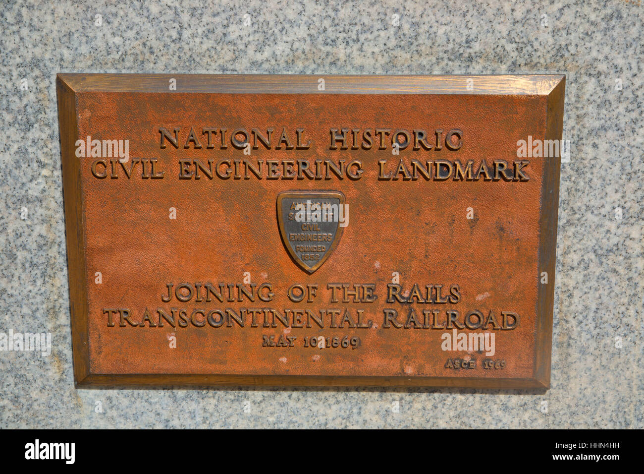 Vue de l'ingénierie, la plaque Golden Spike National Historic Site, Box Elder Comté (Utah) Banque D'Images