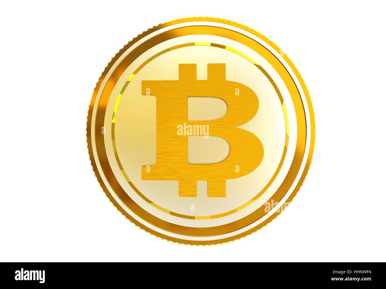 Or Bitcoin Abstract coin isolé sur fond blanc. Bitcoin en rendu 3D Illustration conceptuelle Banque D'Images