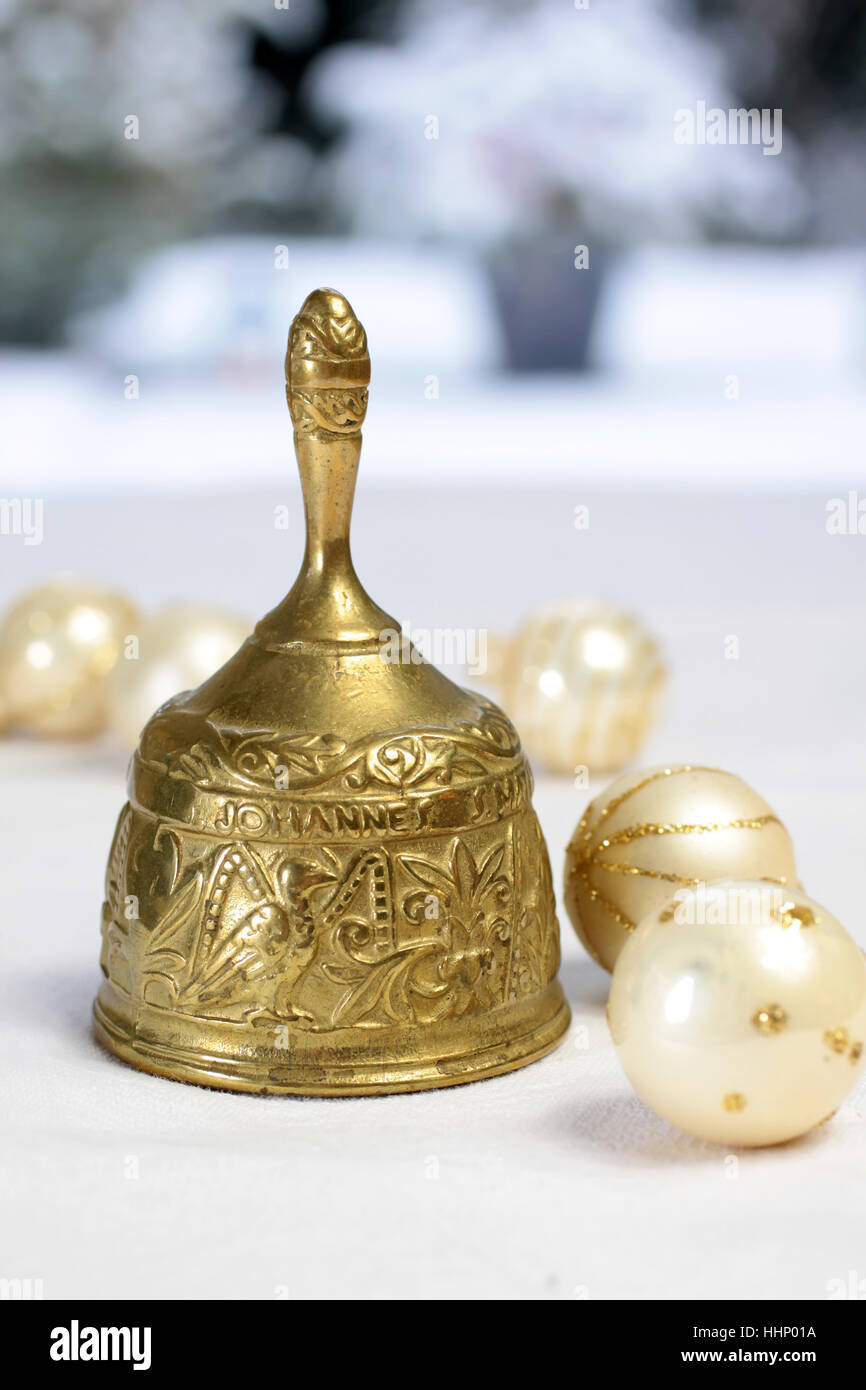 Golden, Bell, décoration, Yule, veille de Noël, Noël, Noël, x-mas, macro, Banque D'Images