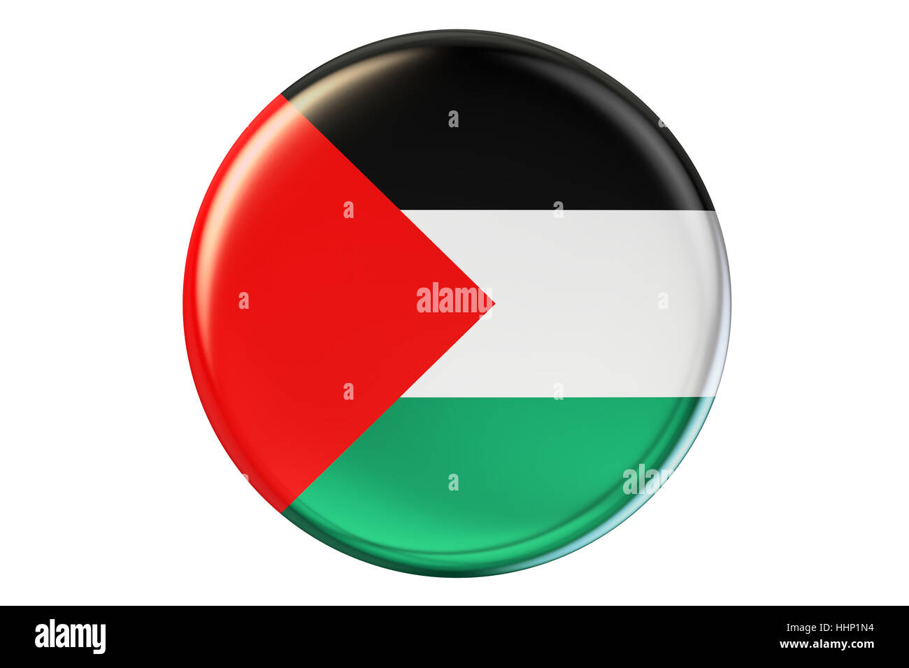 Badge avec drapeau de la Palestine, 3D Rendering isolé sur fond blanc Banque D'Images