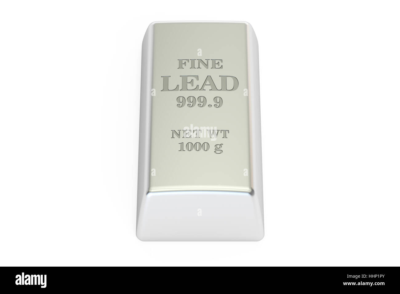 Lingot de plomb, rendu 3D isolé sur fond blanc Banque D'Images