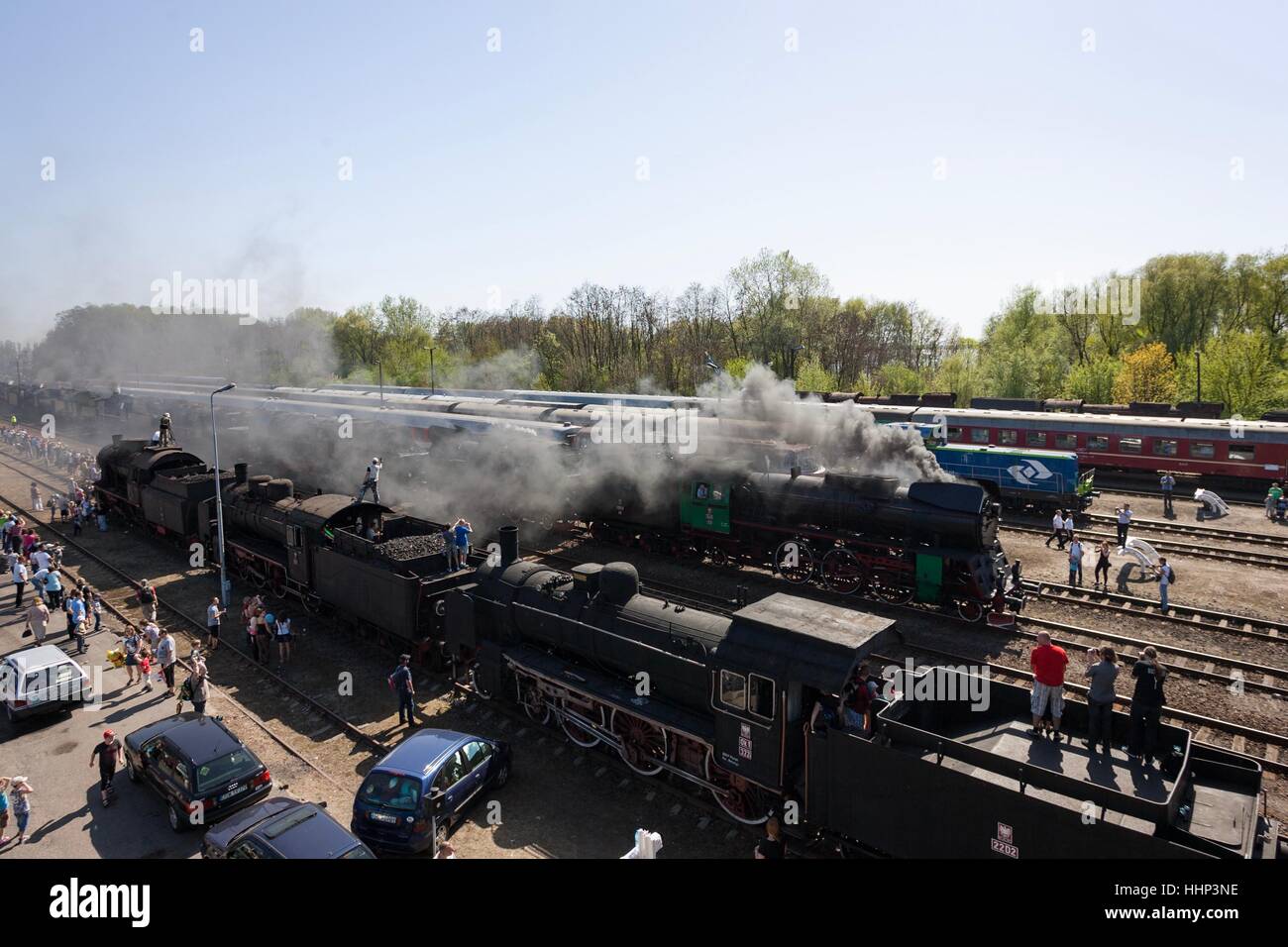 Warszawa, Pologne - le 28 avril 2012 Défilé des locomotives de chemin de fer à Warszawa dans l'ouest de la Pologne. Banque D'Images