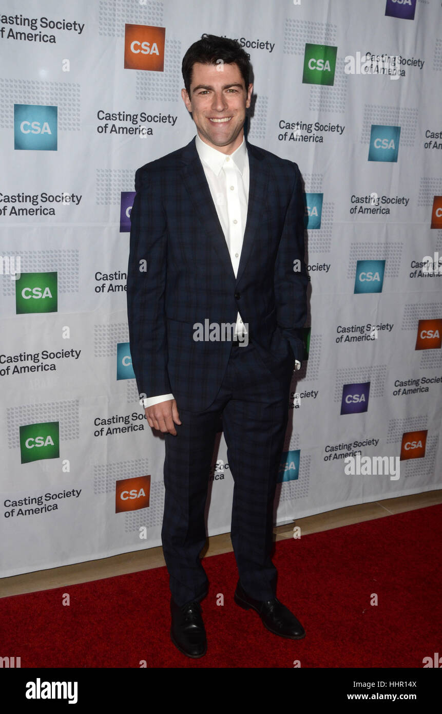 Los Angeles, USA. 19 Jan, 2017. Max Greenfield au 2017 Artios Awards au Beverly Hilton Hotel à Beverly Hills, Californie. Crédit : David Edwards/media/Alamy Punch Live News Banque D'Images