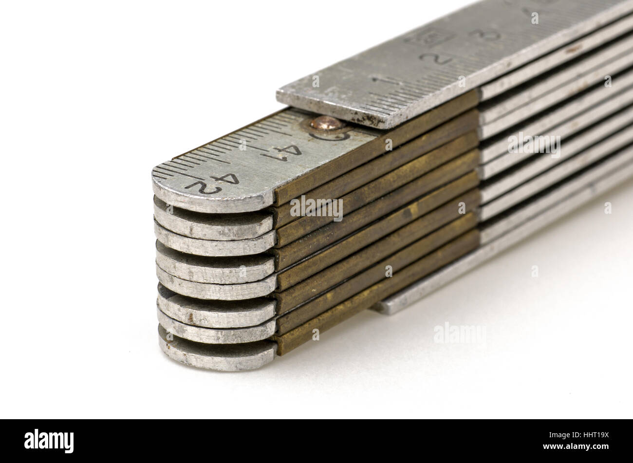 L'argent, l'acier, métal, aune, mètre de poche, ruban de mesure, outil, artisan, Banque D'Images