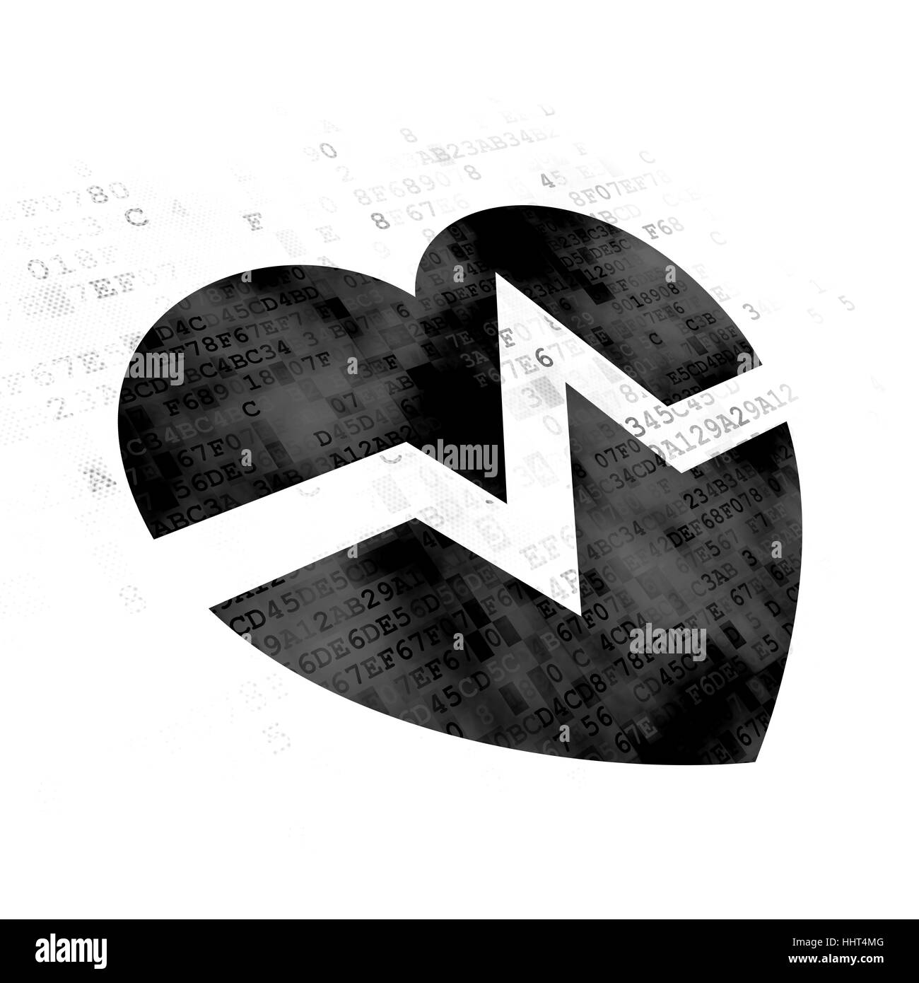 Concept de soins : coeur sur fond numérique Banque D'Images