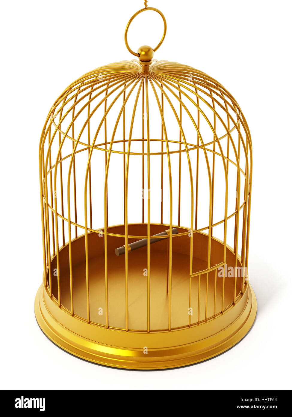 Cage à oiseaux or isolé sur fond blanc. 3D illustration Photo Stock - Alamy