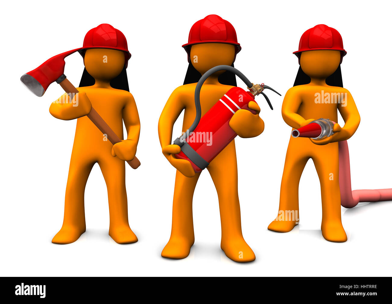 Extincteur, incendie, pompier, flexible, AX, rouge, femme, illustration, d'urgence, Banque D'Images