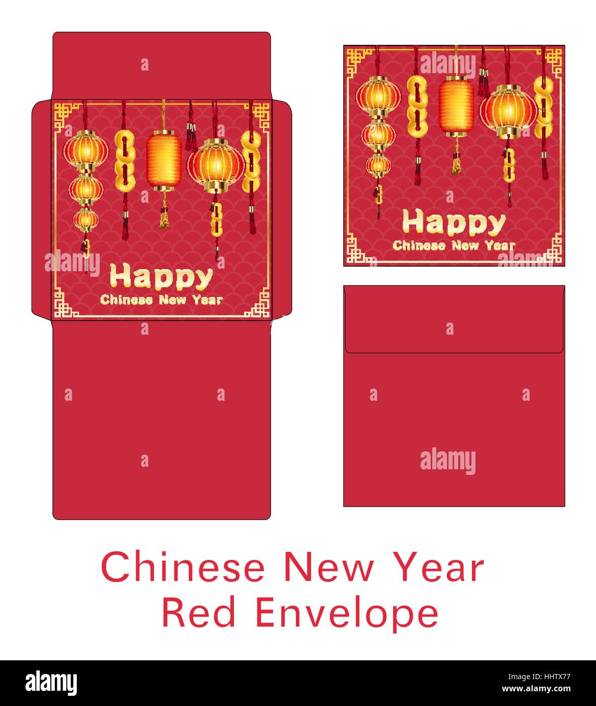 Bonne année chinoise rouge vecteur d'enveloppe Illustration de Vecteur