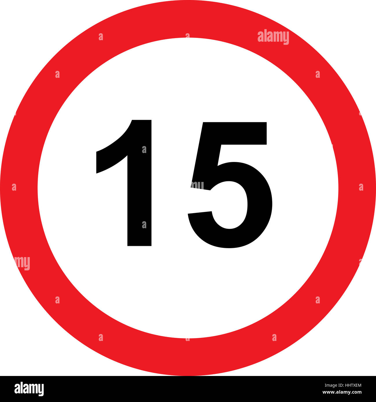 Limitation de vitesse 15 road sign on white background Banque D'Images