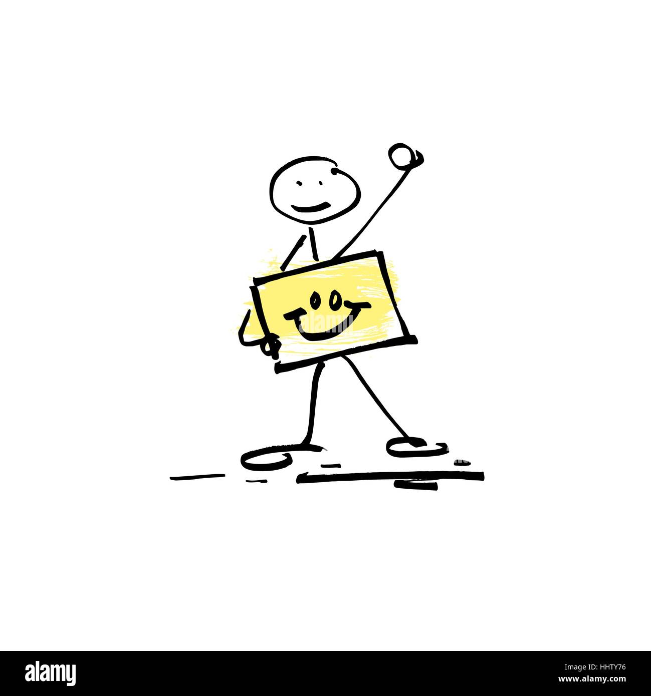 Croquis dessin main stick figure humaine doodle Illustration de Vecteur