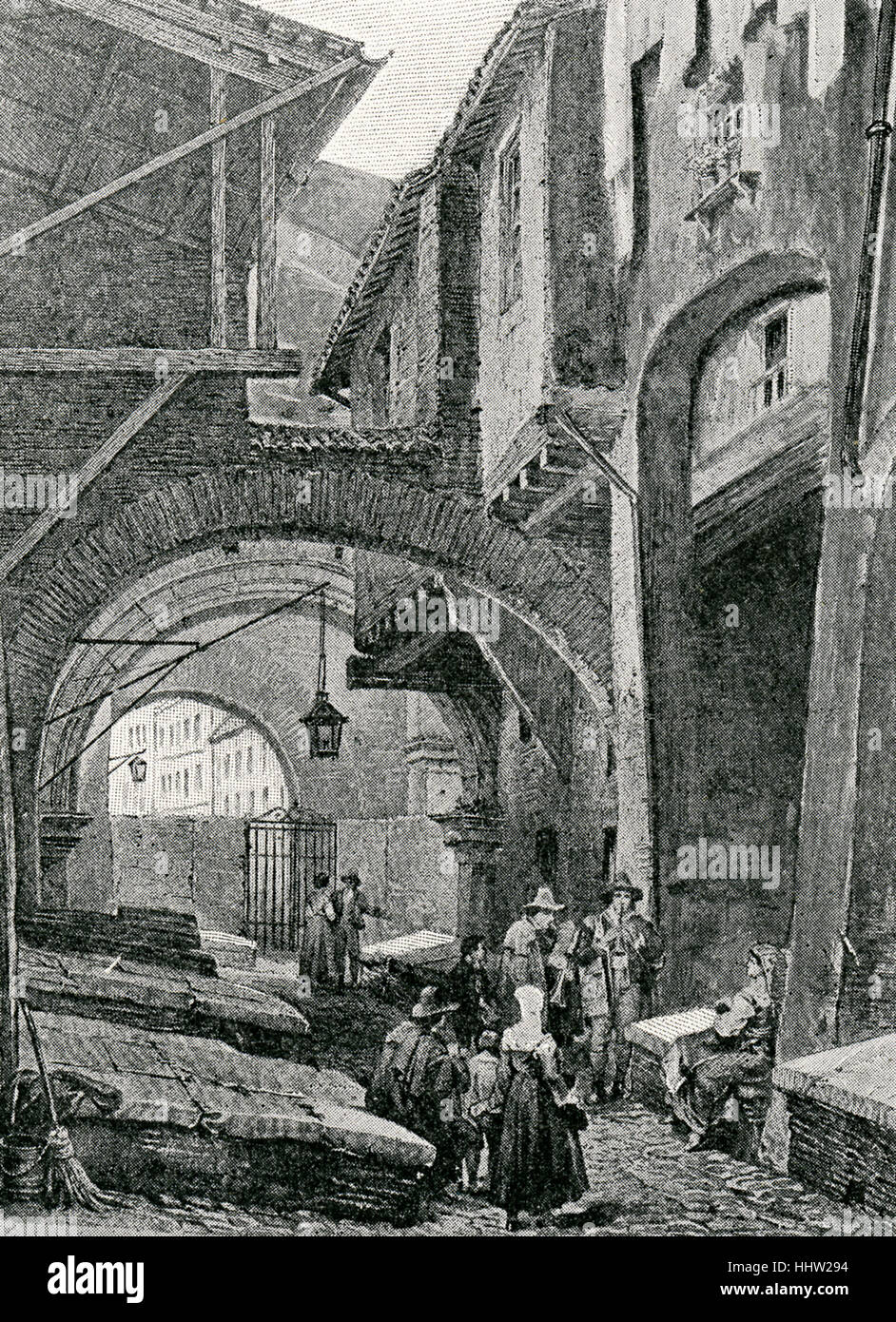 Une entrée au ghetto à Rome, c. 1850. Banque D'Images