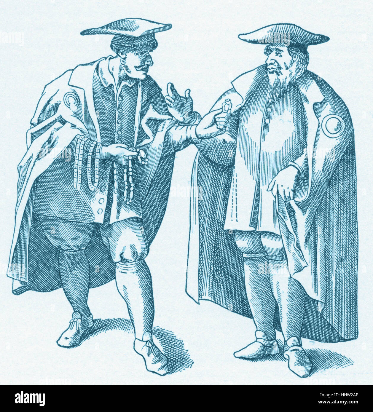 Les juifs de la région du Rhin, l'Allemagne, fin du xvie siècle. Du Stammbuch de Bâle, 1612. Banque D'Images