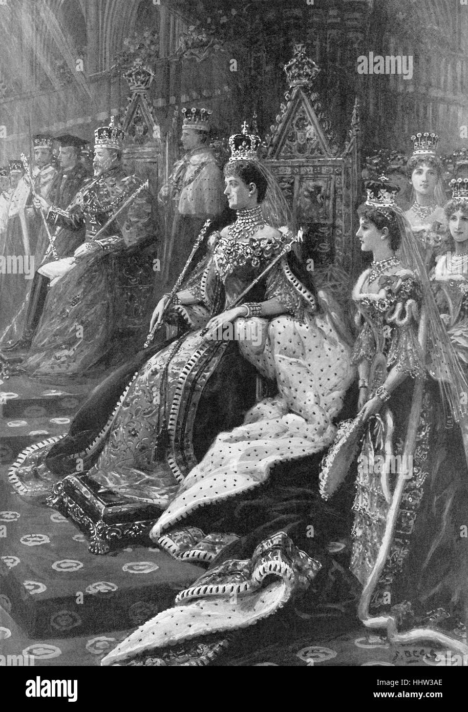 Intronisation de Alexandra comme Reine Consort au couronnement du roi Édouard VII, 1902 Banque D'Images