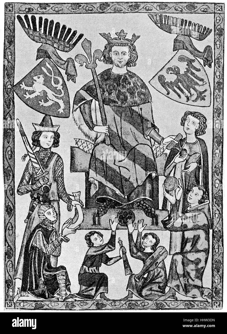 Le roi de Bohême Venceslas Venceslas / Le Wenzl (le bon, c. 907 - 28 septembre 935), l'allemand médiéval l'inscription comme le patron Banque D'Images