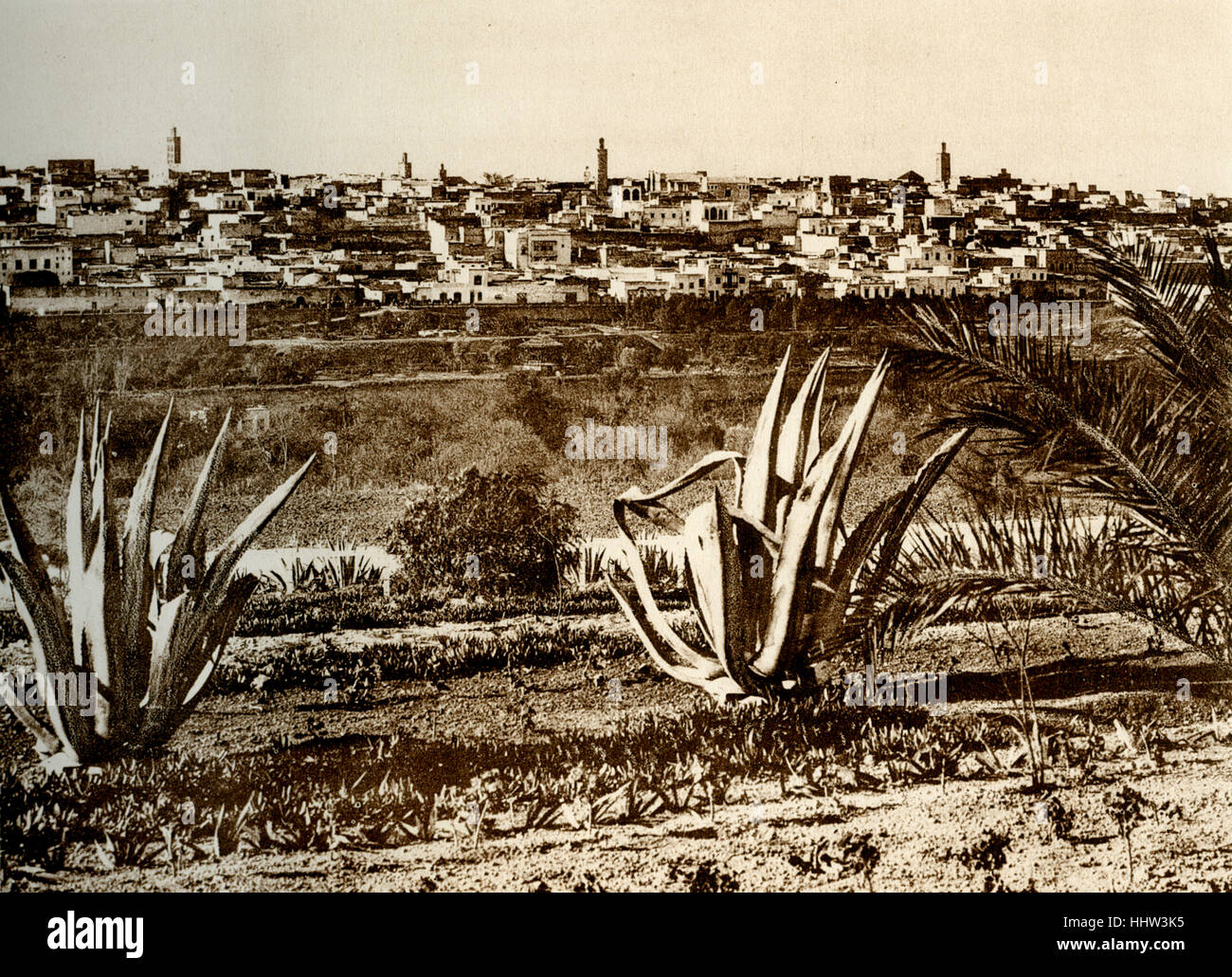 Meknes. Sur la Médina / vieille ville historique. Voir de l'hôtel Transatlantique. Meknès Fondée au xie siècle par les Banque D'Images