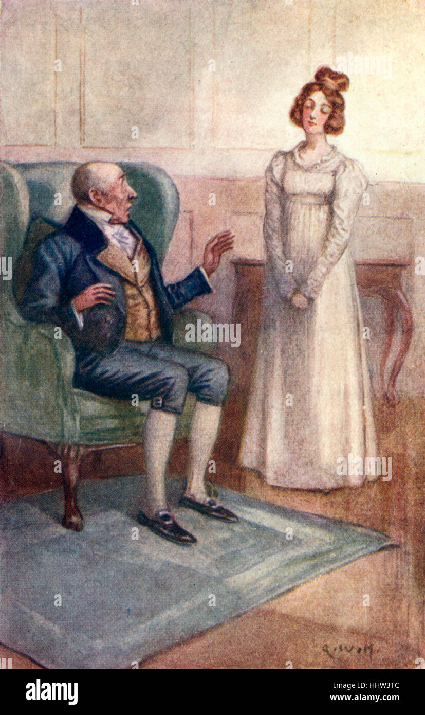 "Emma" de Jane Austen par Emma - annonce à son père qu'elle désire se marier M. Knightley. Chapitre LIII. Sous-titre suivant : ' Il Banque D'Images
