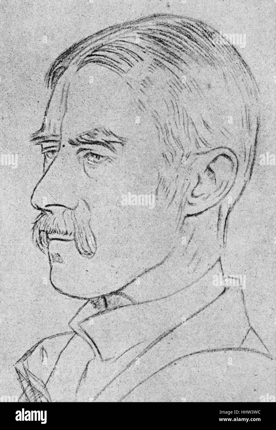Un E (Alfred Edward Housman) - poète anglais et disciple classique : 26 mars 1859 - 30 avril 1936. D'après un dessin de William Banque D'Images