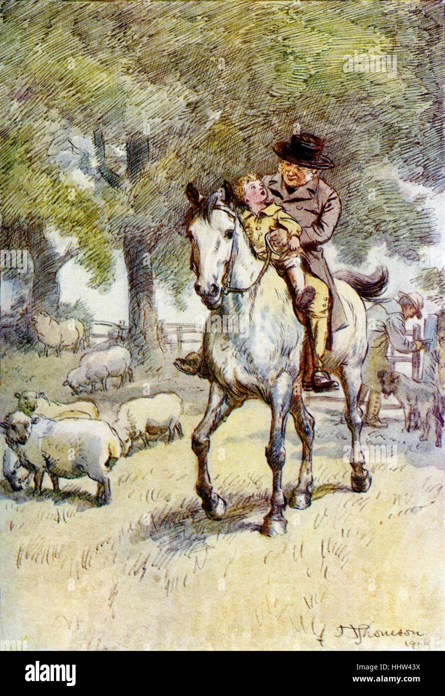 Des scènes de la vie de bureau par George Eliot. Illustrations de Hugh Thomson. Sous-titre suivant : 'Mr Hackit prendrait Dickey sur Banque D'Images