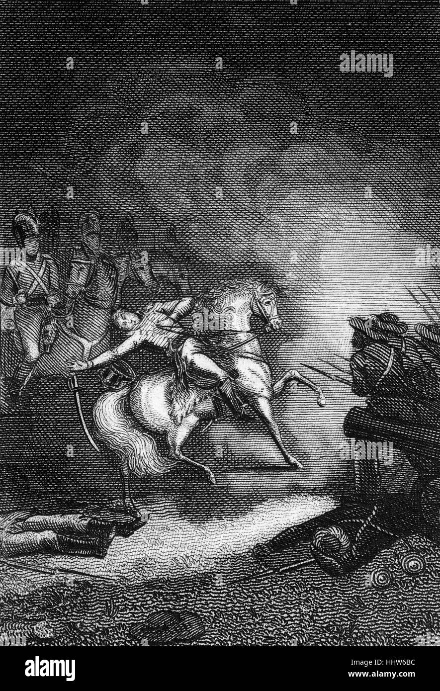 La mort du colonel Maxwell. La recherche indique qu'il était à la bataille de Flodden Field, Flodden ou partie d'un conflit entre le Royaume d'Angleterre et le Royaume d'Écosse. La bataille a été menée dans le comté de Northumberland, dans le Nord de l'Angleterre le 9 septembre 1513, entre l'invasion d'une armée écossaise sous le roi Jacques IV et une armée commandée par le comte de Surrey. Banque D'Images