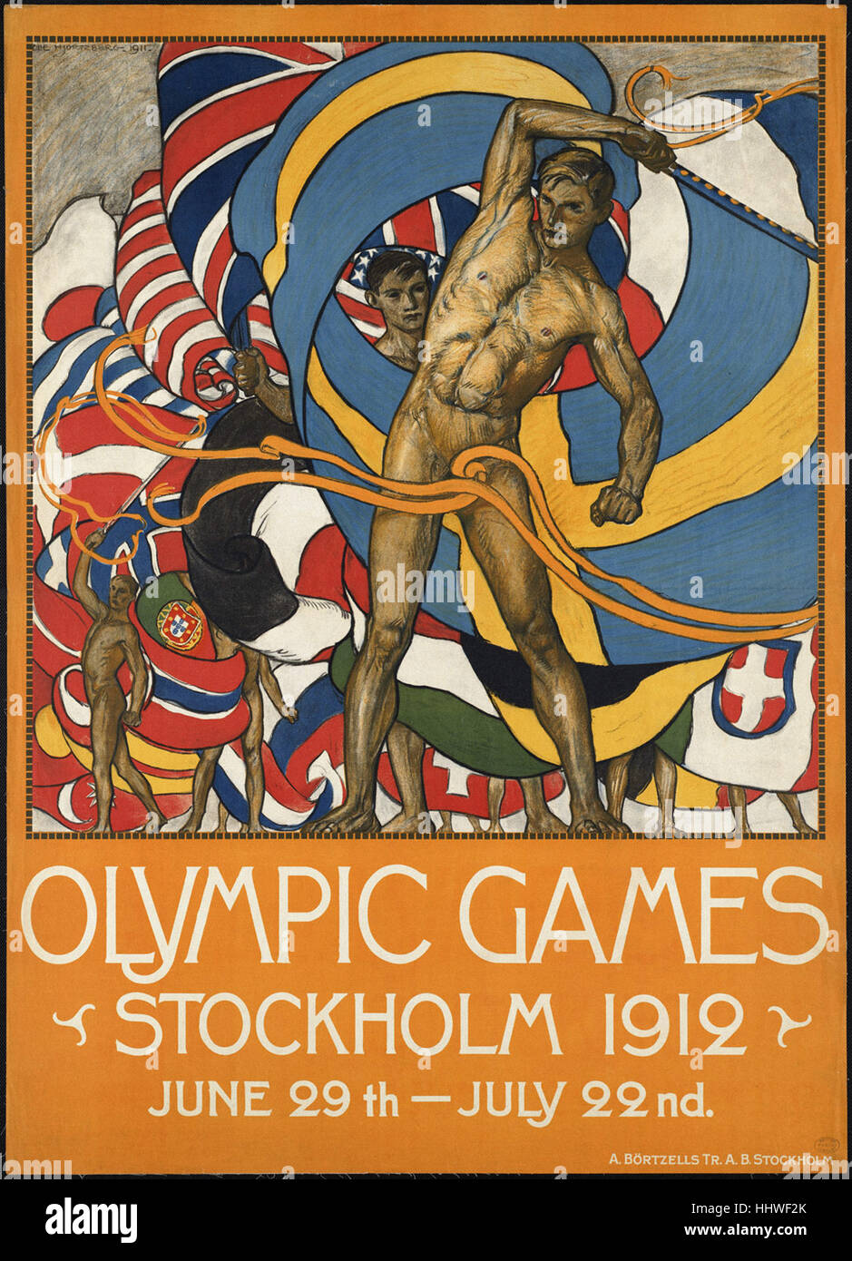 Jeux olympiques. Stockholm 1912 - 1920 L'affiche de voyage vintage des années 1940 Banque D'Images