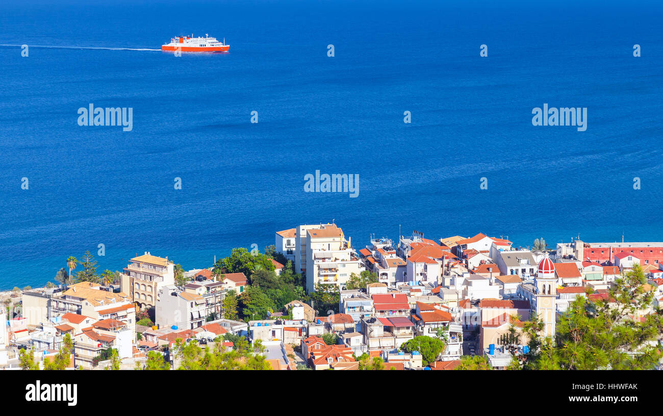 Paysage côtier de Zakynthos, île grecque dans la mer Ionienne Banque D'Images