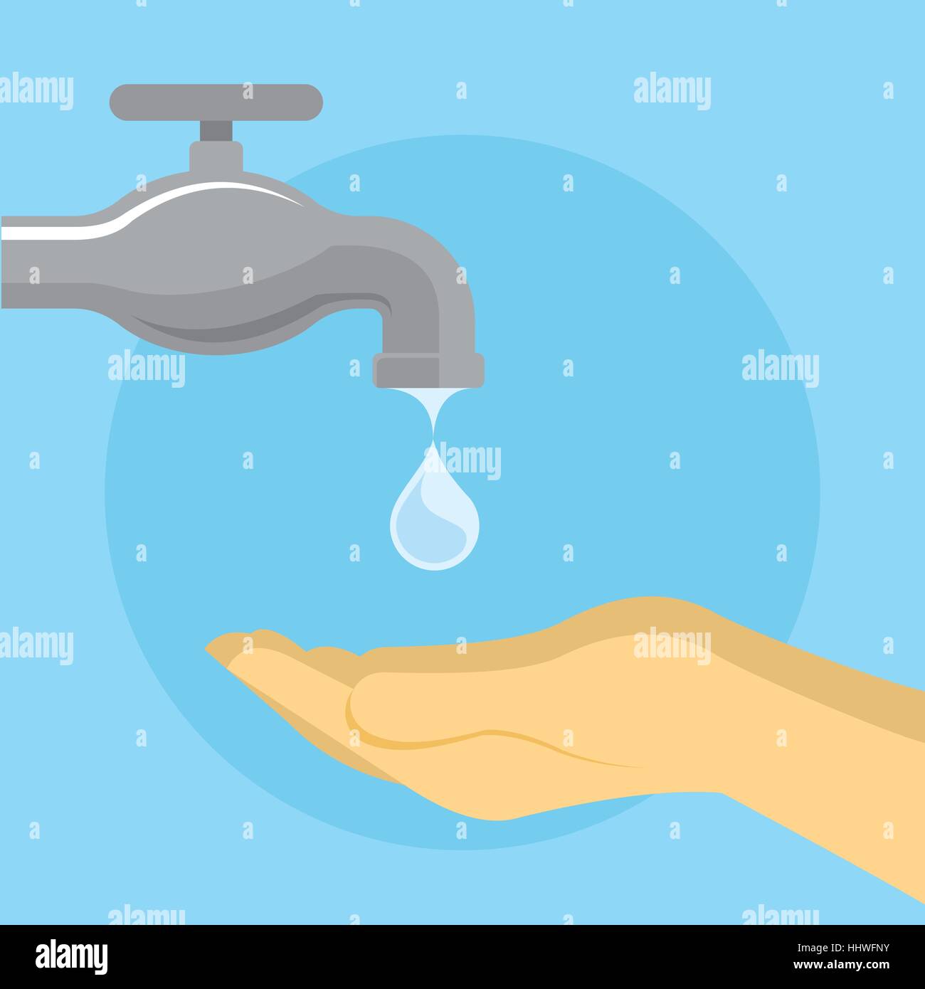 Économiser de l'eau avec robinet et d'illustration de Illustration de Vecteur