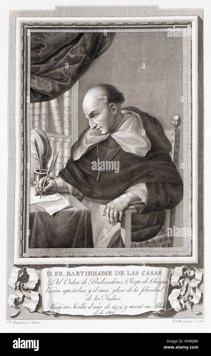 Bartolomé de las Casas, ch. 1484 -1566. 16e siècle l'historien espagnol, réformateur social et frère dominicain. Après une gravure dans Retratos de Los Españoles Ilustres, publié à Madrid, 1791 Banque D'Images