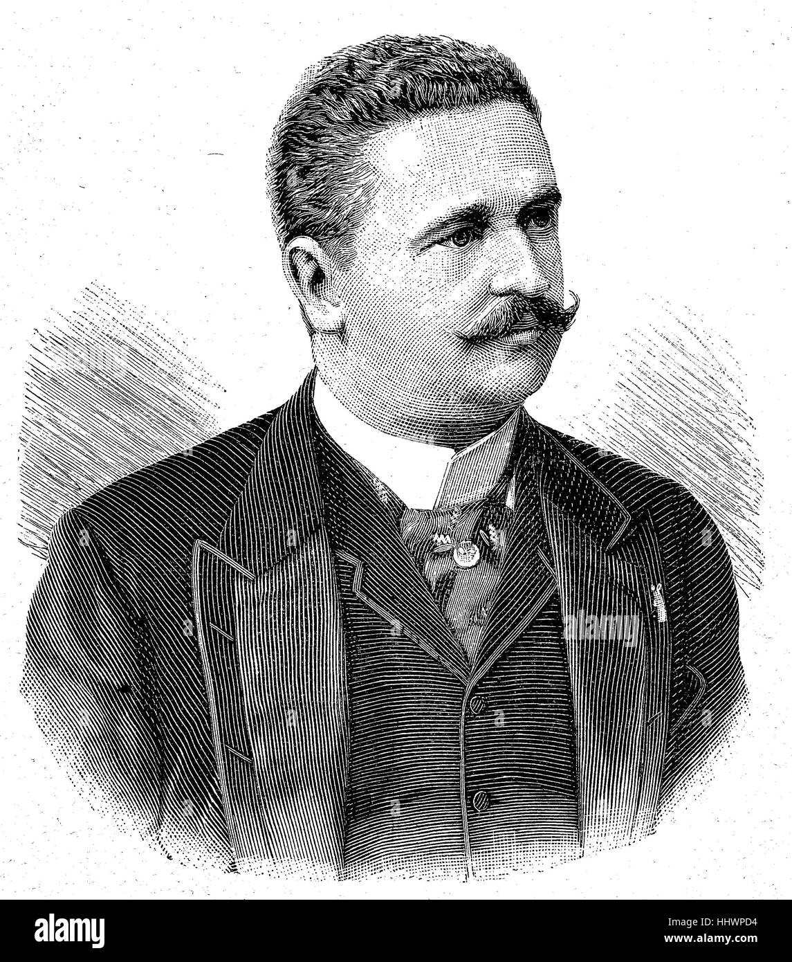 Konstantin Stoilov, 23 septembre 1853 O.S. - 23 mars 1901 O.S., était un homme politique bulgare de premier et deux fois premier ministre. , Image historique ou illustration, publié 1890, l'amélioration numérique Banque D'Images