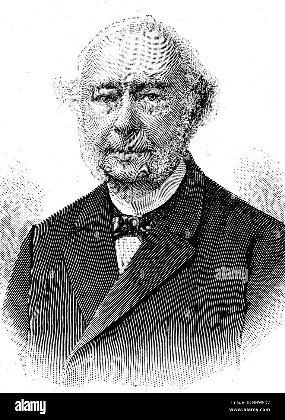 Georg Friedrich Wilhelm Roscher, Octobre 21, 1817 - 4 juin 1894, était un économiste allemand de Hanovre, image historique ou illustration, publié 1890, l'amélioration numérique Banque D'Images