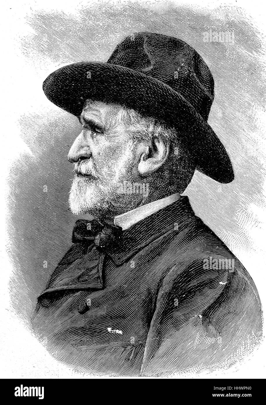 Giuseppe Fortunino Francesco Verdi, 9 ou 10 octobre 1813 - 27 janvier 1901, était un compositeur d'opéra italien, l'image historique ou illustration, publié 1890, l'amélioration numérique Banque D'Images