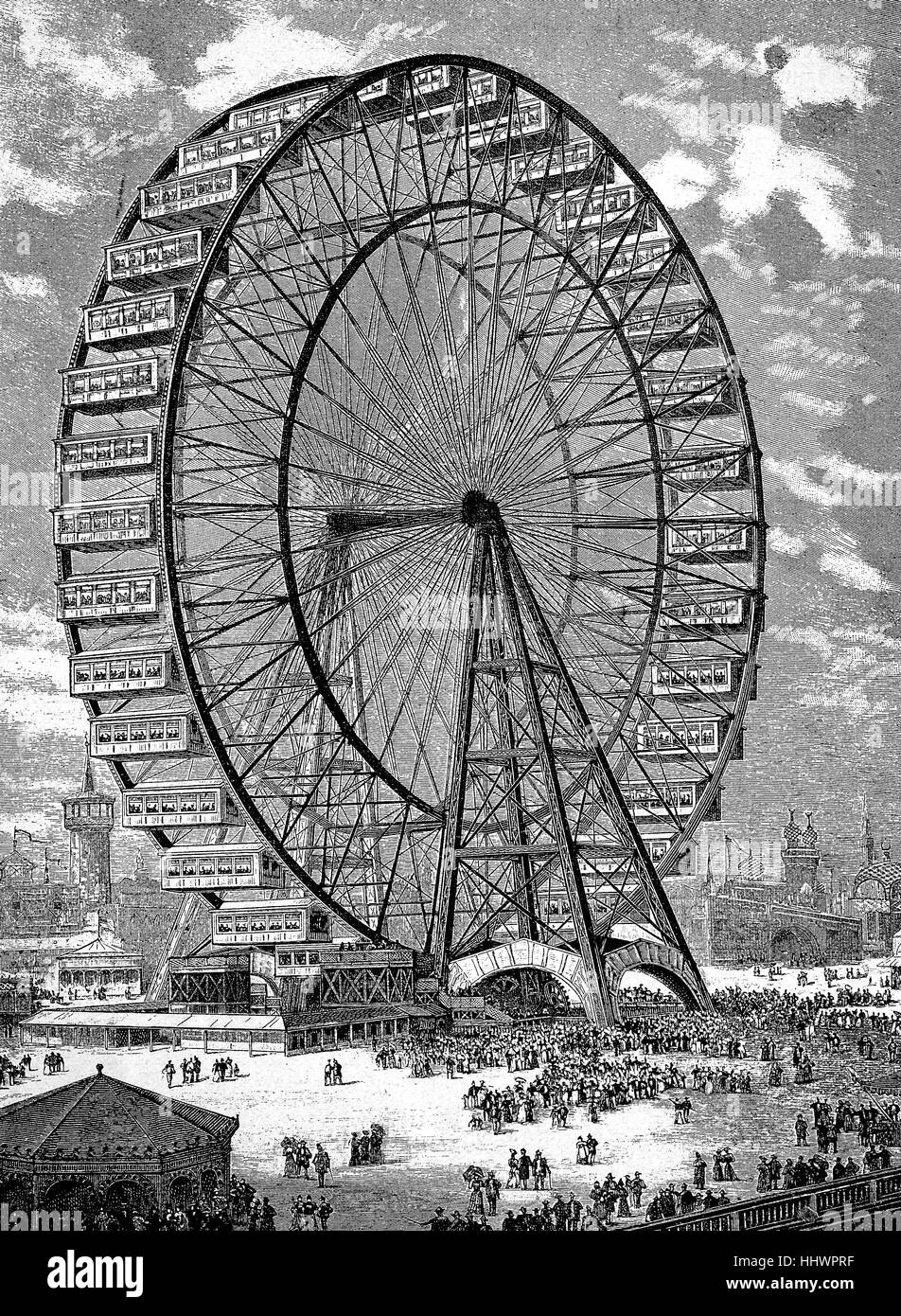 L'air géant au carrousel 1893 Exposition universelle de Chicago, World's Columbian Exposition aussi la Foire mondiale de Chicago, l'Amérique, l'image historique ou illustration, publié 1890, l'amélioration numérique Banque D'Images