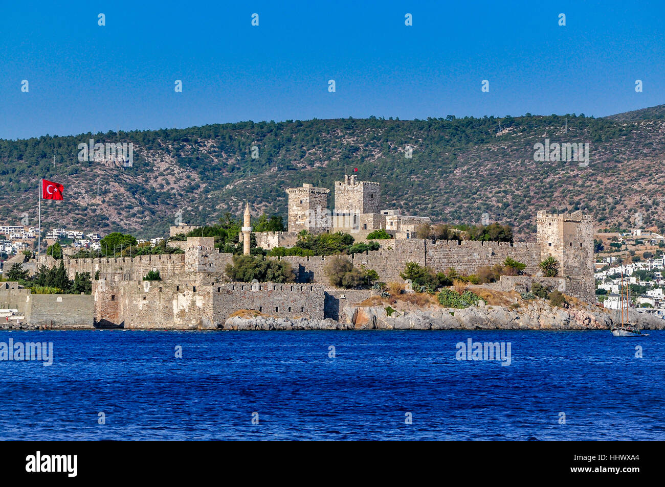 Château Saint Pierre (Bodrum Kalesi) à Bodrum, vue de la mer, Turquie Banque D'Images