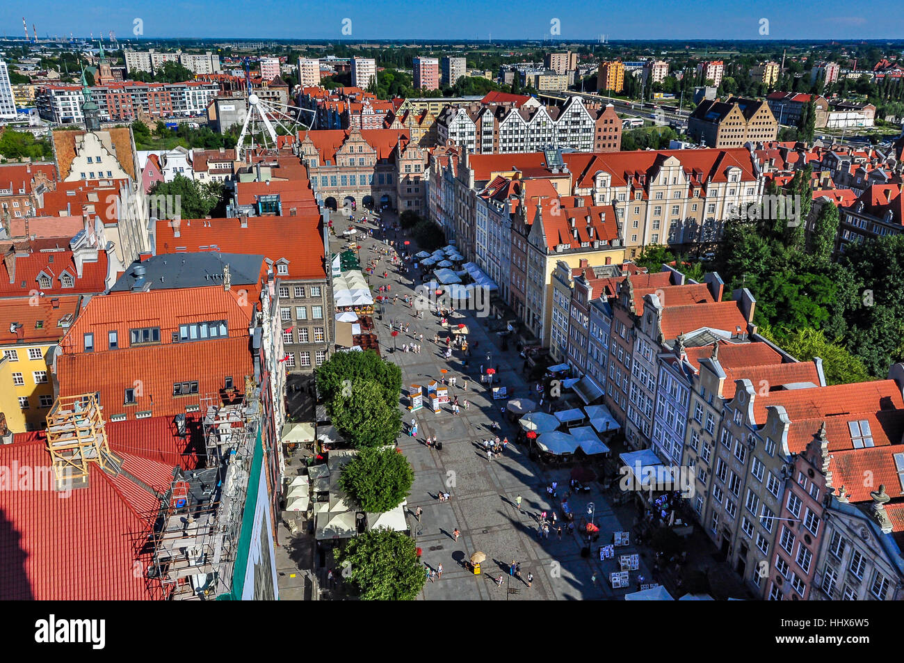 Le marché long et porte verte à Gdansk, Pologne Banque D'Images