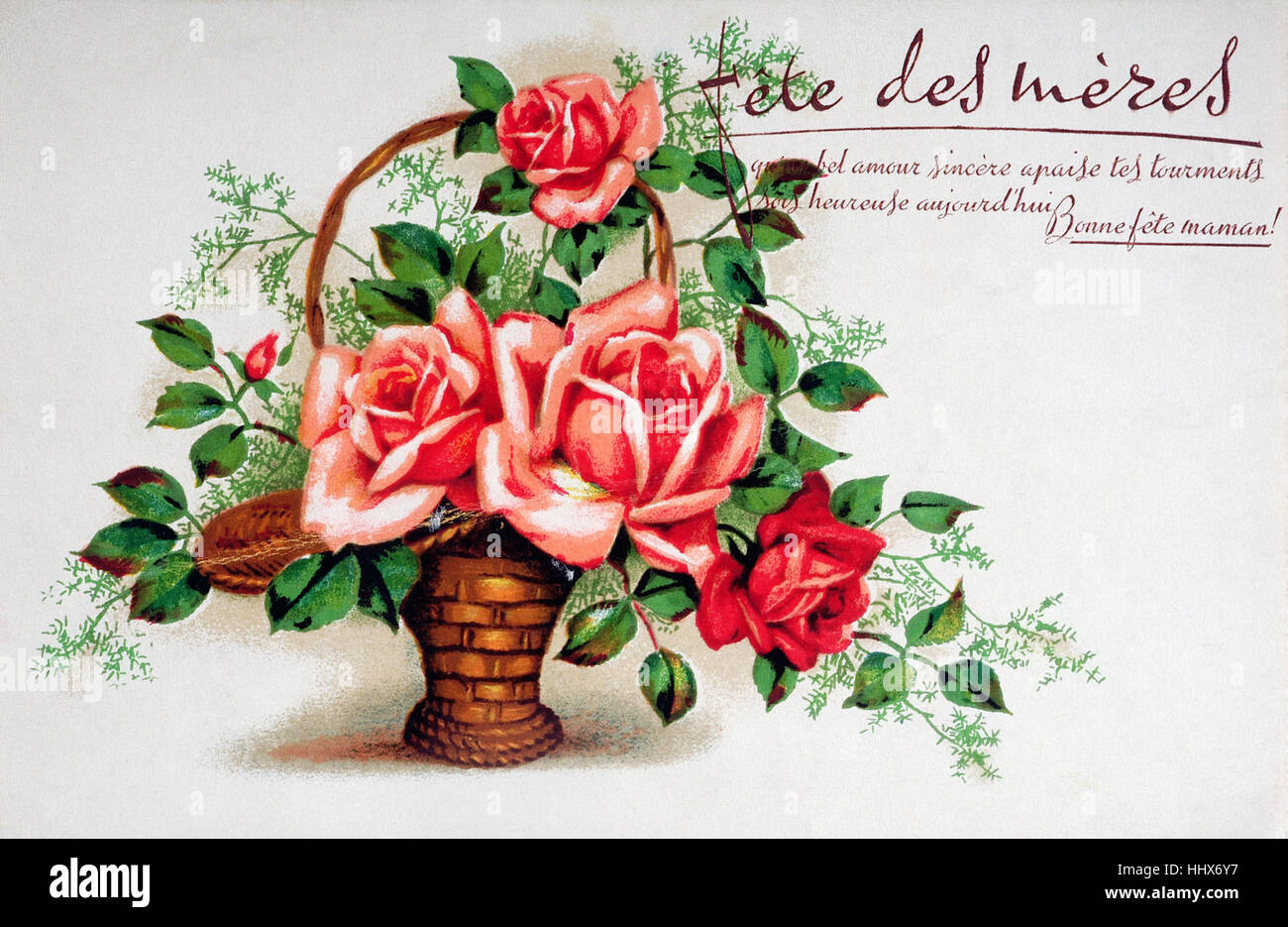 Carte Postale Ancienne Avec Un Bouquet De Roses Pour Vous Souhaiter Une Bonne Fete Des Meres Photo Stock Alamy Carte Postale Ancienne Avec Un Bouquet De Roses Pour Vous Souhaiter Une Bonne Fete Des Meres Photo Stock Alamy