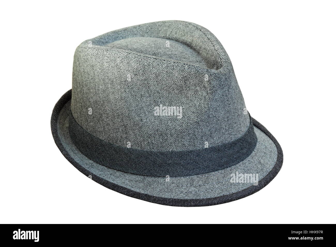 Isolé avec chapeau gris sur fond blanc, accessoire de mode pour votre conception Banque D'Images